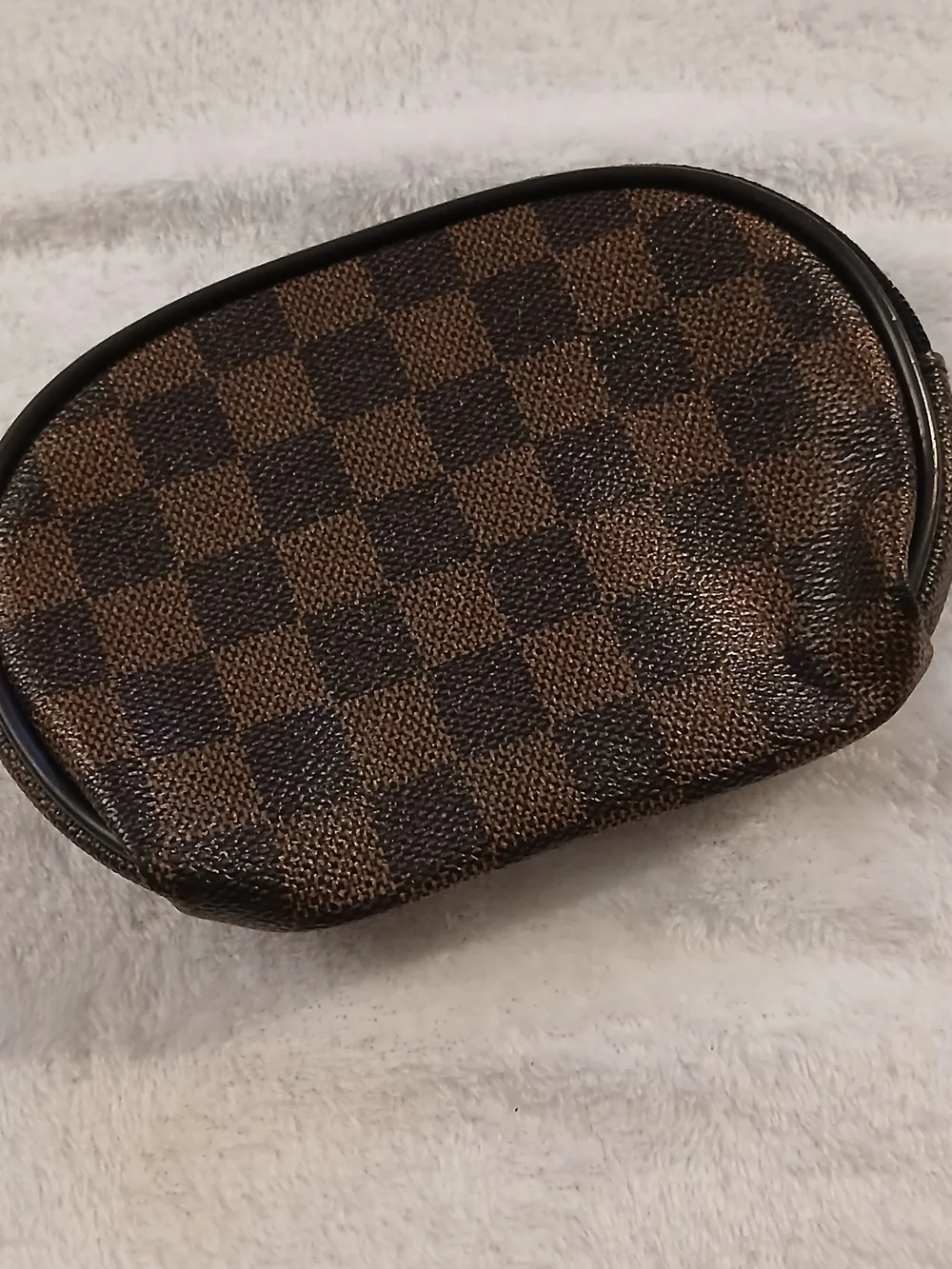 Designer Inspired Cosmetic Pouch or Coin Purse - BROWN & CAMEL CHECKERED